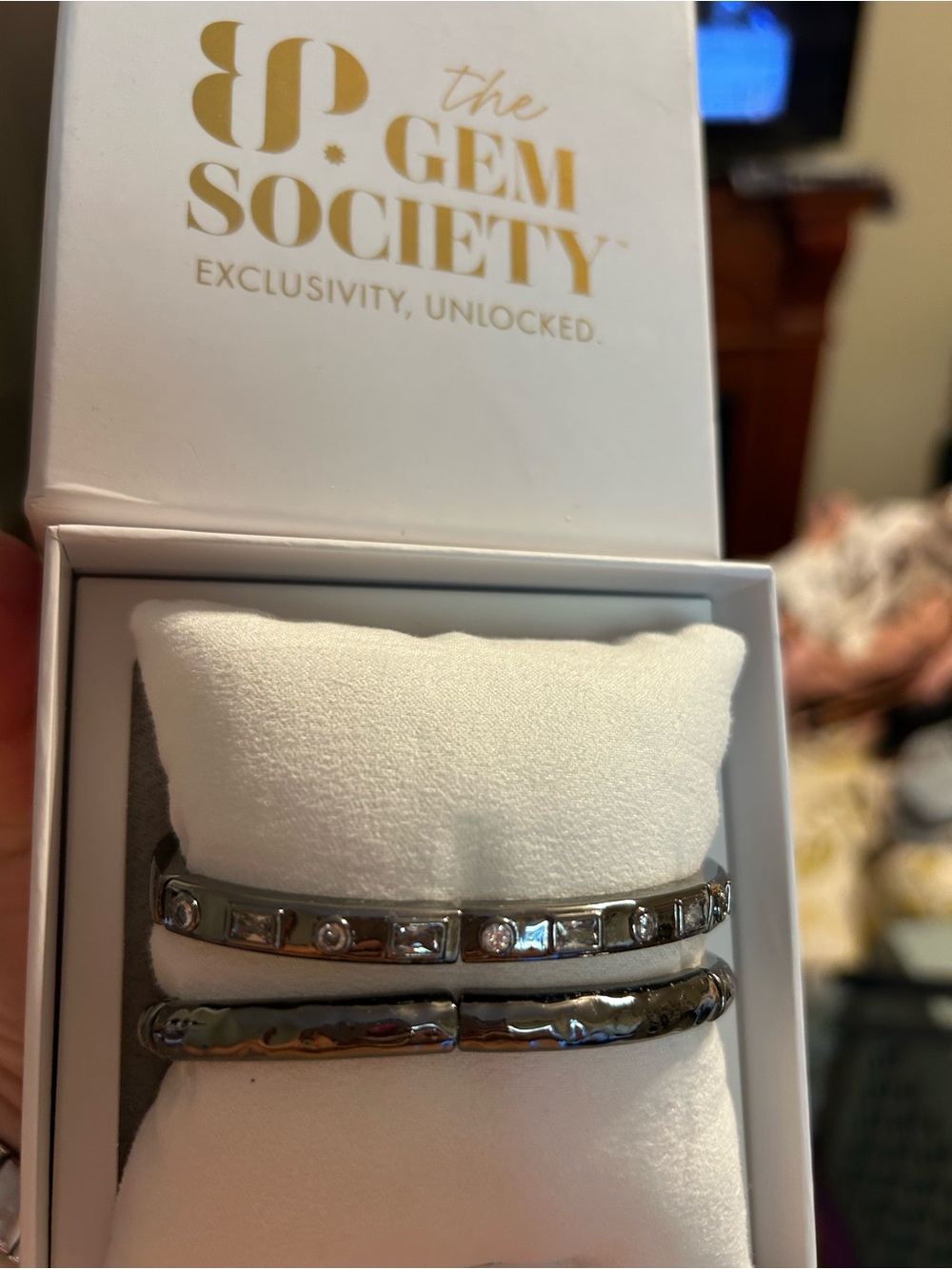 Bomb Party Gem Society Hematite Bracelet Set with Crystal Accents